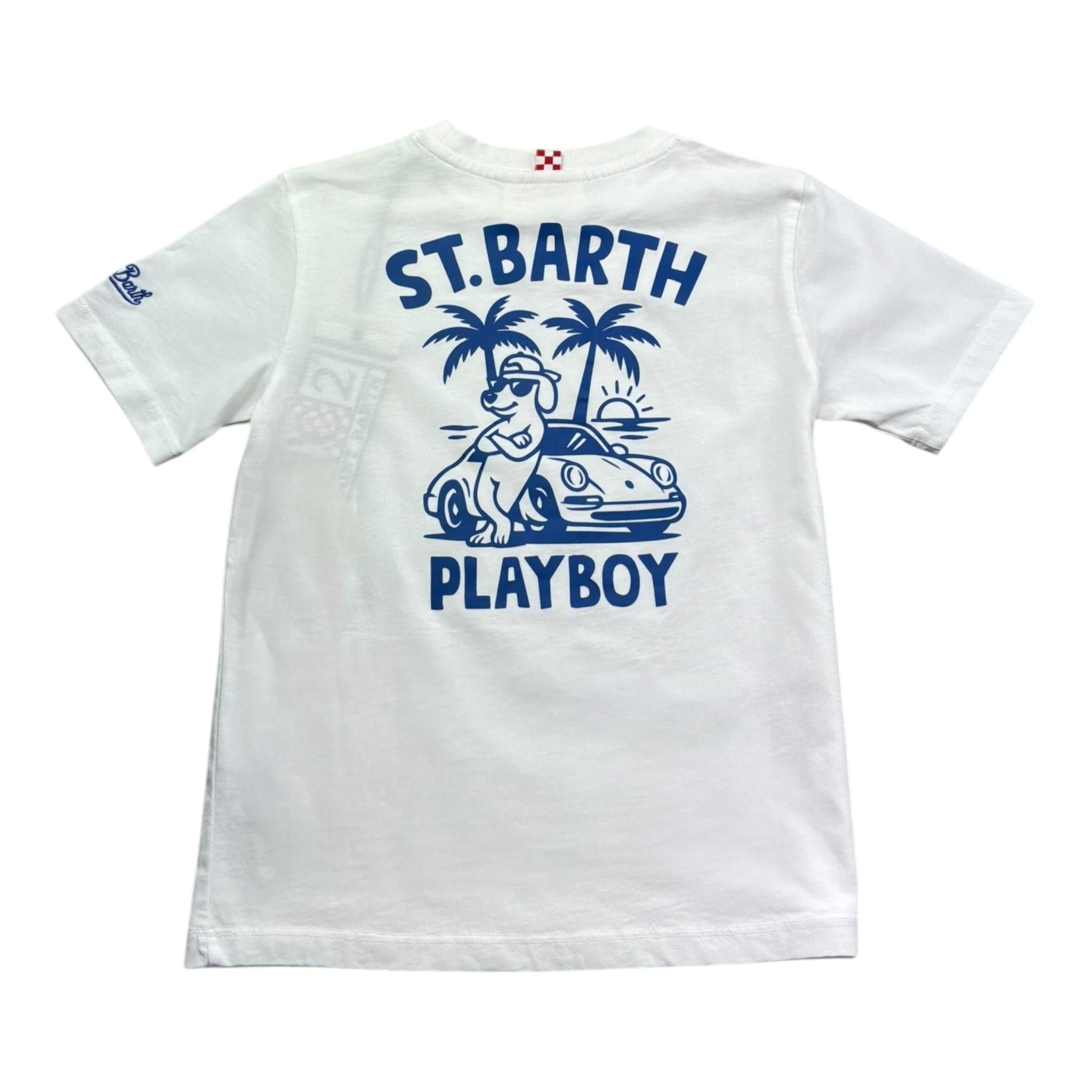 Saint Barth T-Shirt Girocollo Tinta Unita con Stampa per Bambino 00319L BIANCO SAINT BARTH 