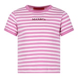 Max&amp;Co. Einfarbiges T-Shirt mit Streifenmuster und rosa Logo-Print für Mädchen