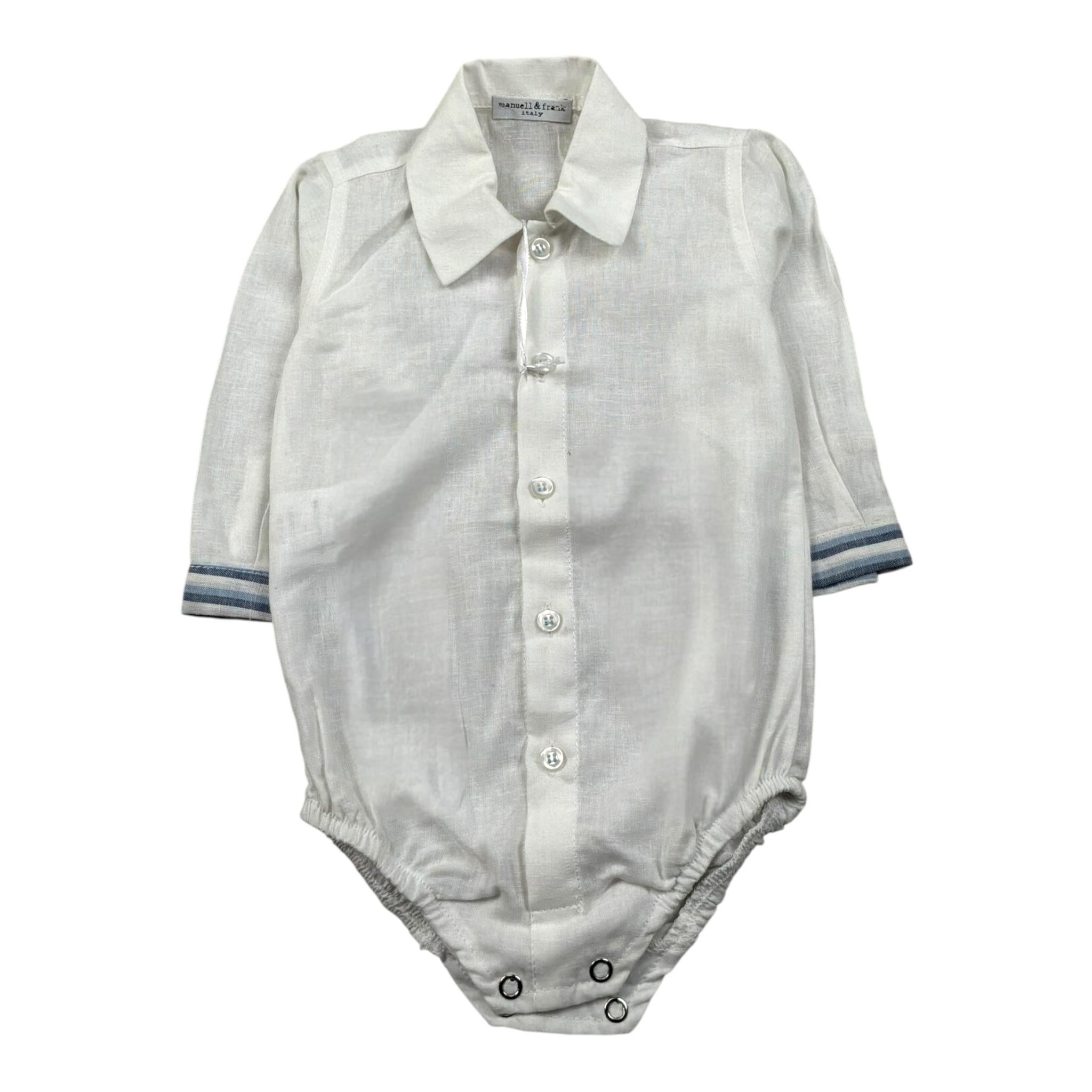 Manuell & Frank Camicia Body Manica Lunga Tinta Unita per Neonato MF3408I BIANCO MANUELL & FRANK 