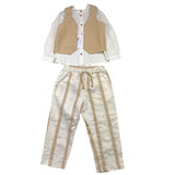 Barcellino Komplettset, 3-teilig, Hemd, Hose, beige Weste für Neugeborene