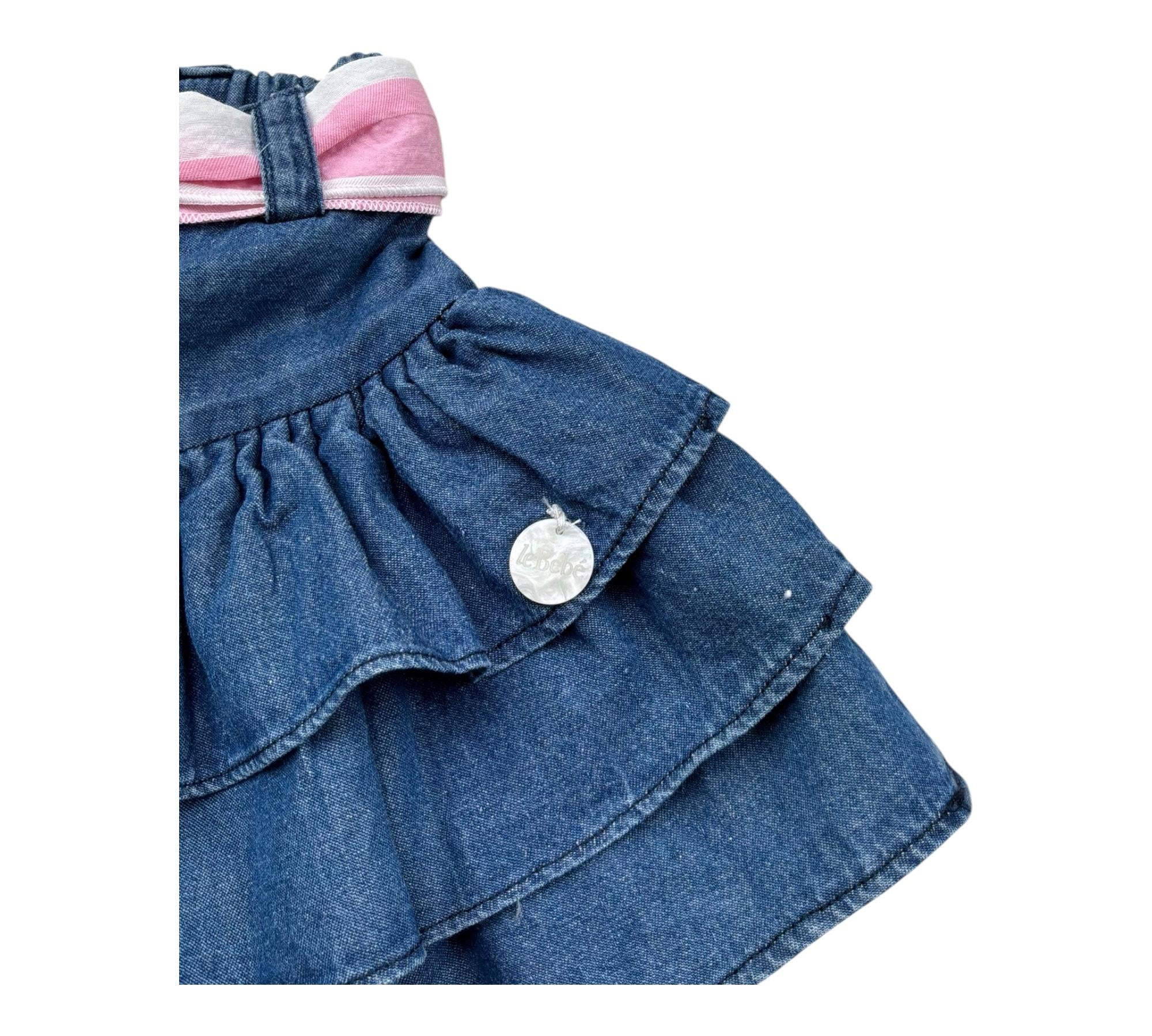 Le Bebe Gonna Tinta Unita con Cinturino per Neonata LBG6417 BLU LE BEBE 
