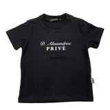 Daniele Alessandrini – Einfarbiges T-Shirt mit Rundhalsausschnitt und schwarzem Logo-Print für Neugeborene
