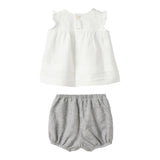 The Owl Komplettset 2-teiliges Shirt-Hosen-Set zweifarbig weiß/grau für Baby-Mädchen