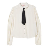 LIU JO camicia tinta unita con cravatta Panna per Bambina GF4065TS868 PANNA LIU JO 