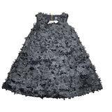 Mimisol Schwarzes, einfarbiges, ärmelloses Kleid mit Applikationen für Mädchen