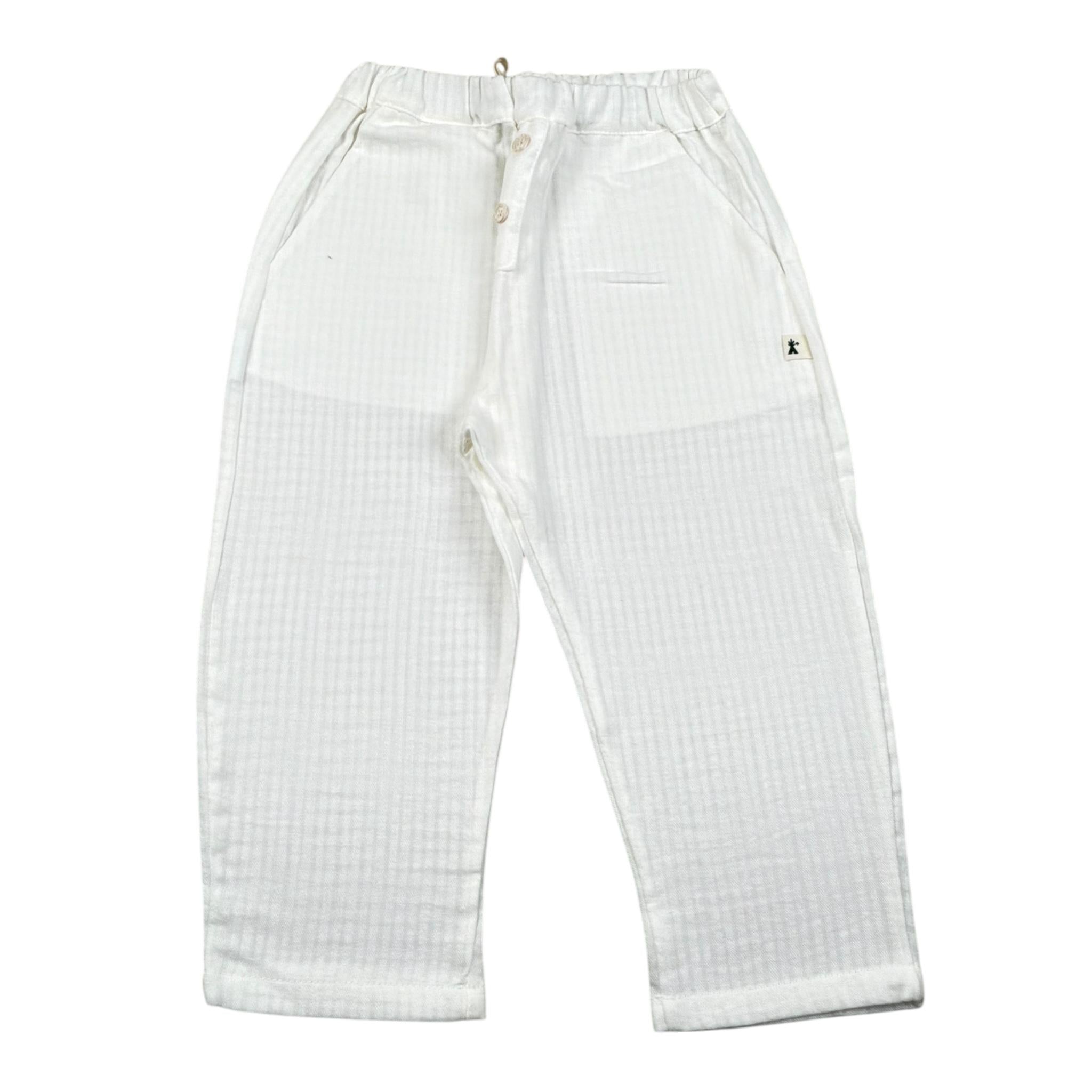 Petit Indi Pantalone Tinta Unita con Elastico In Vita per Neonato SS25BK8140XN BIANCO PETIT INDI 