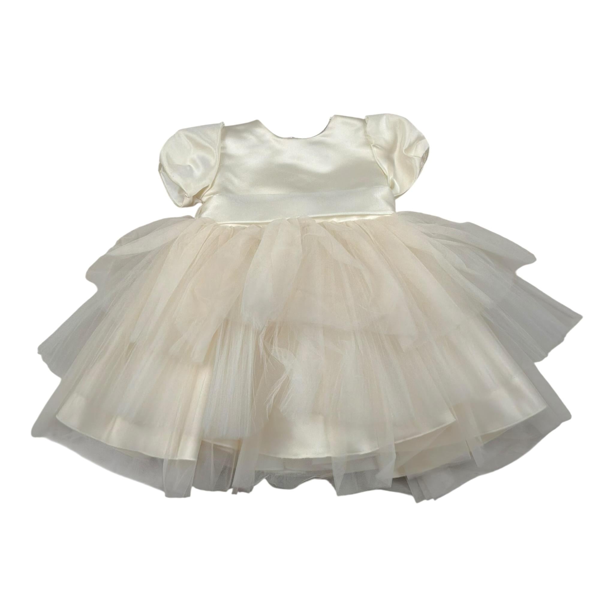 Gugu Gaga Abito Cerimonia tinta unita con Tulle Avorio per Neonata GF6085I AVORIO GUGU GAGA 