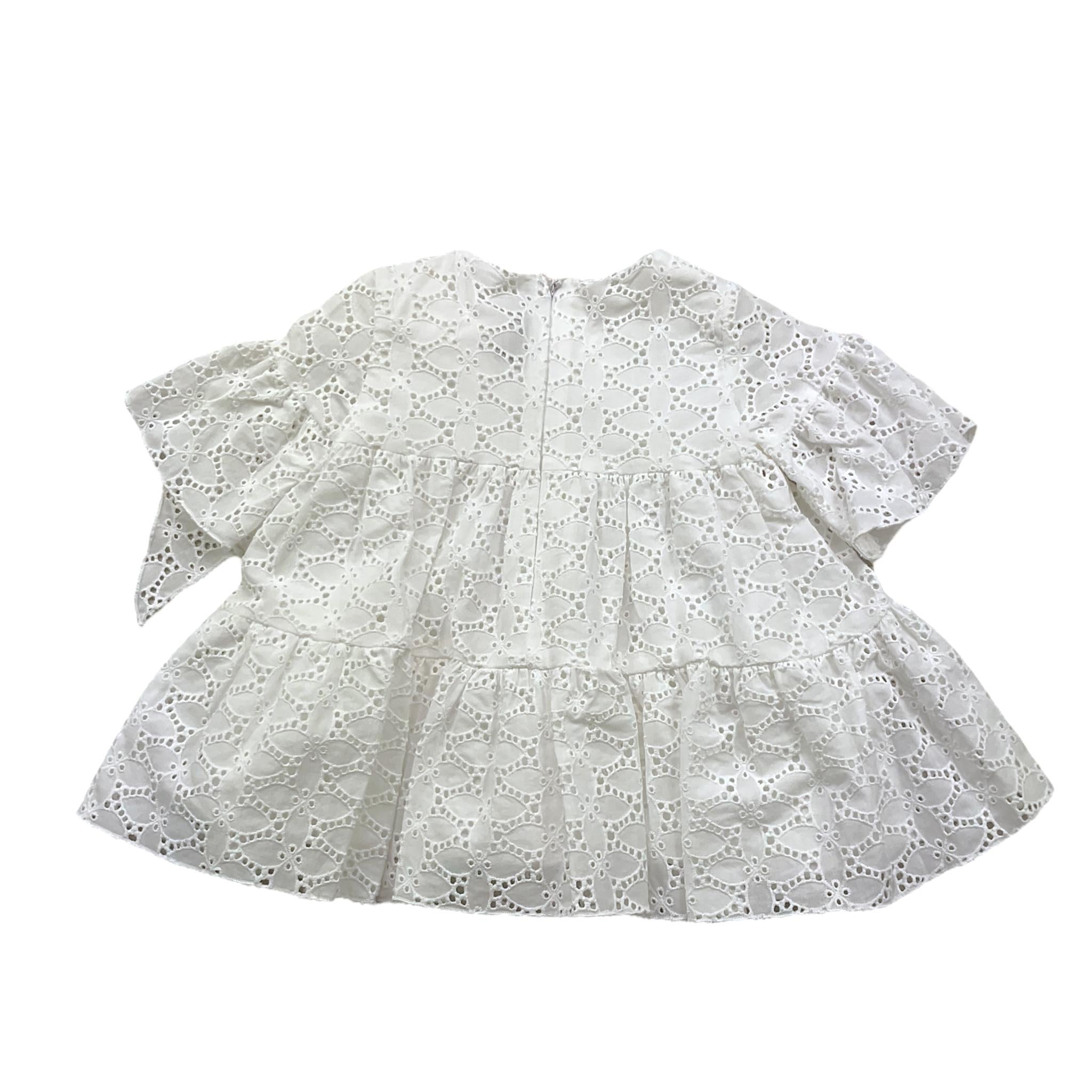 Little Bear Abito Tinta Unita Traforato con Fiocco per Bambina 8204 BIANCO LITTLE BEAR 