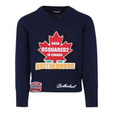 DSQUARED2 maglia tinta unita con stampa e scollo a v Blu per Bambino DQ2600 BLU DSQUARED2 