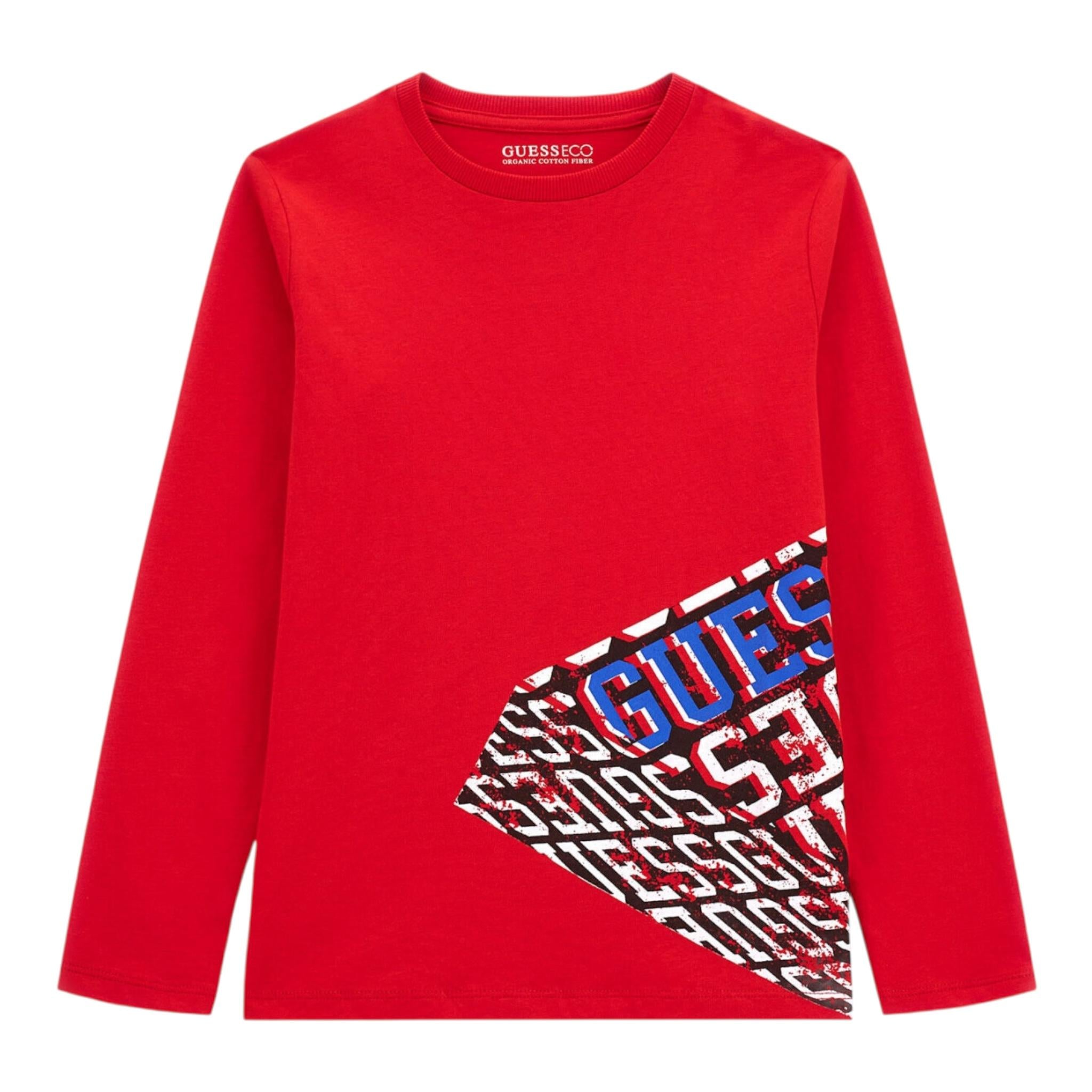 GUESS shirt girocollo tint unita con stampa logo Rosso per Bambino L4YI03K8HM4 ROSSO GUESS 