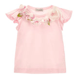 Monnalisa T-Shirt Girocollo Tinta Unita con Stampa per Bambina 11E613 ROSA MONNALISA 