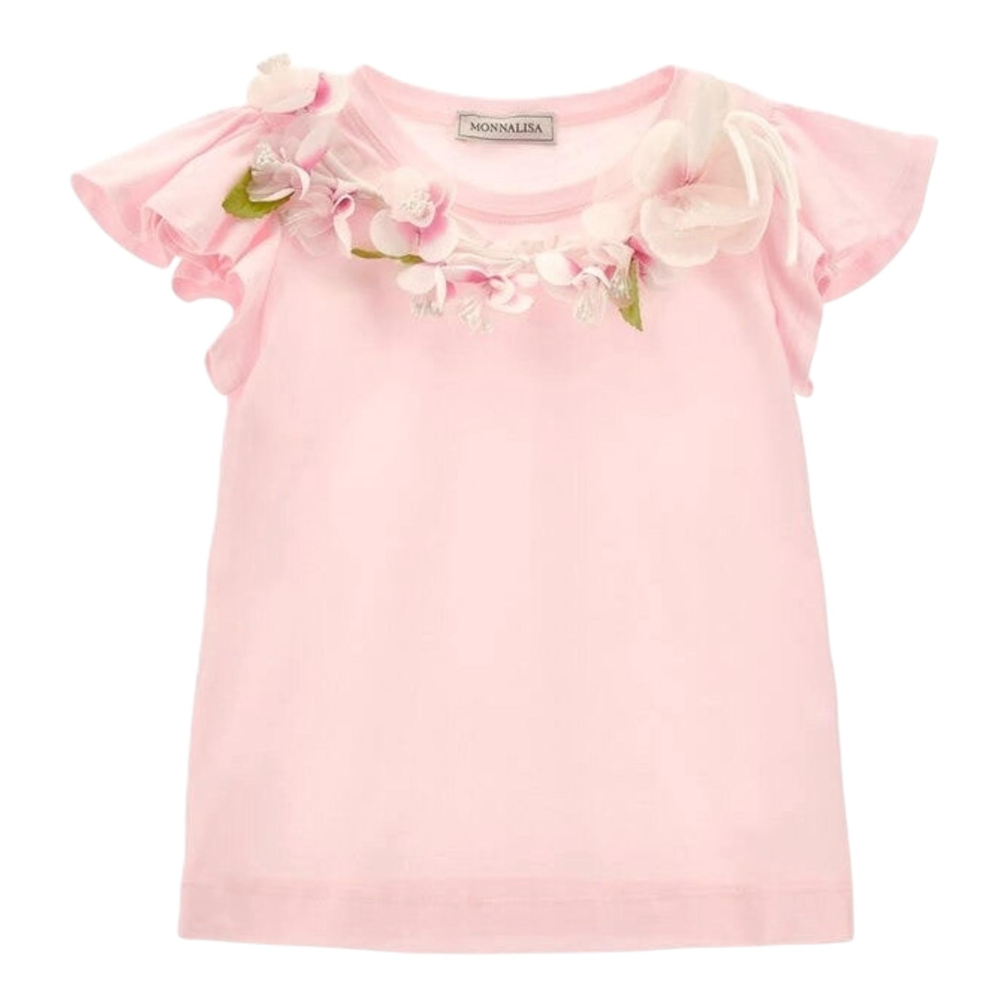 Monnalisa T-Shirt Girocollo Tinta Unita con Stampa per Bambina 11E613 ROSA MONNALISA 