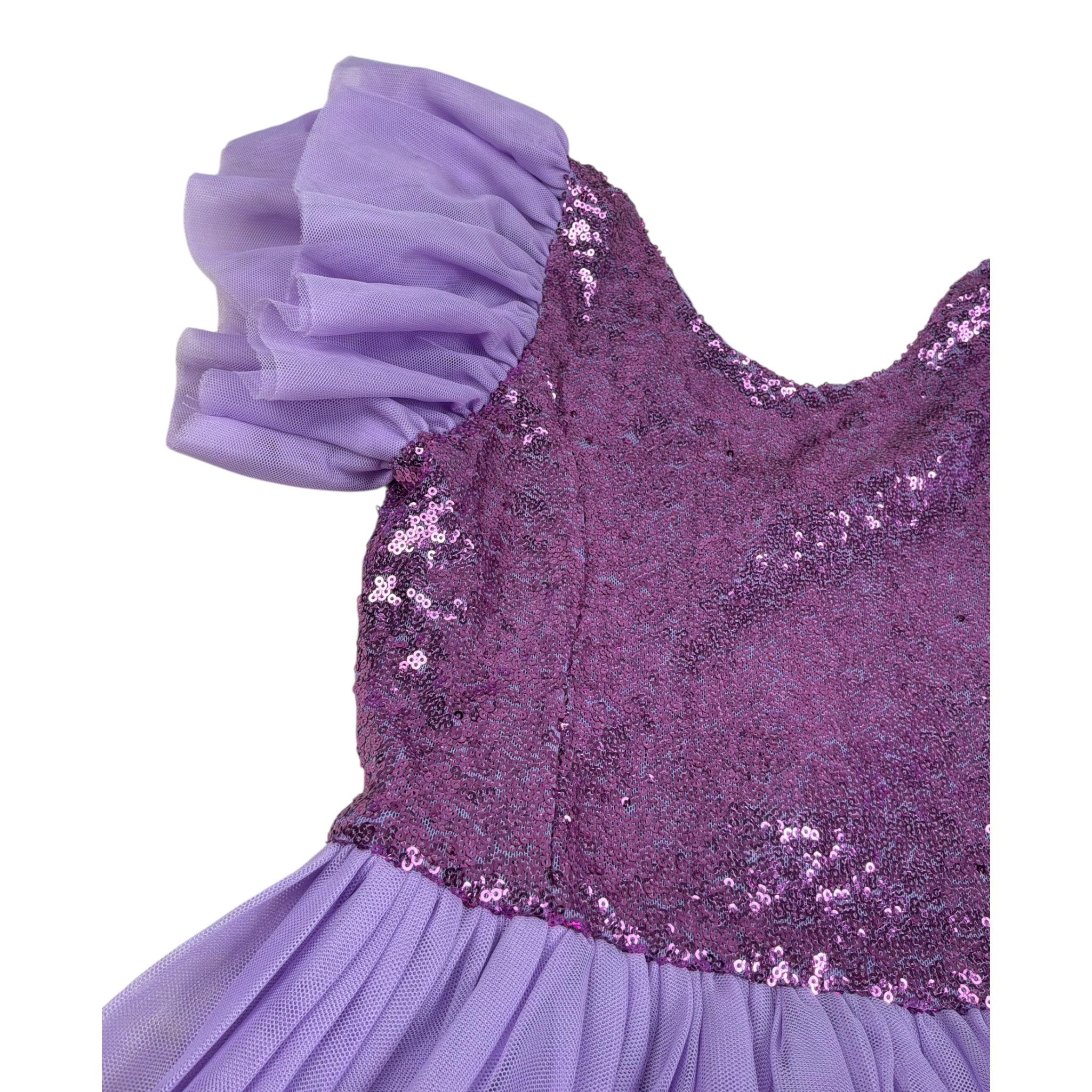 J'Aime' Abito Mezza Manica tinta unita In Tulle Glicine per Bambina 4924G GLICINE J'AIME' 