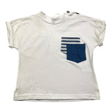 Barcellino T-Shirt Halbarm Einfarbig Mit Taschen Weiß Für Neugeborene