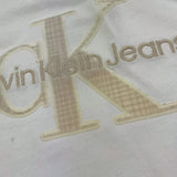 Calvin Klein T-Shirt Girocollo Tinta Unita con Stampa per Bambino IBO2359J01 BIANCO CALVIN KLEIN 