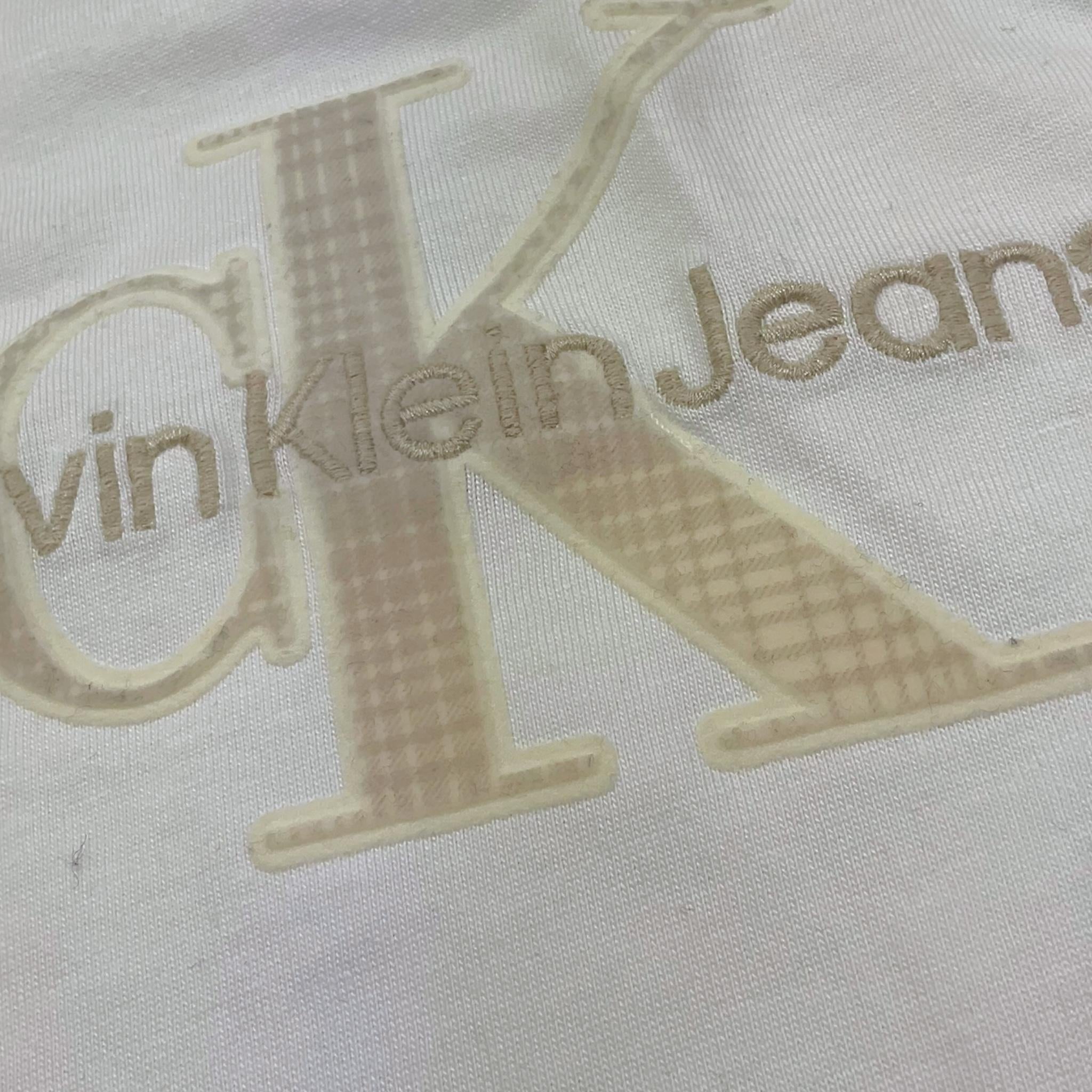 Calvin Klein T-Shirt Girocollo Tinta Unita con Stampa per Bambino IBO2359J01 BIANCO CALVIN KLEIN 