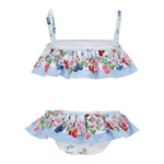 Monnalisa Costume 2 Pezzi Fascia-Slip Tinta Unita con Stampa per Bambina 19E077 AZZURRO MONNALISA 