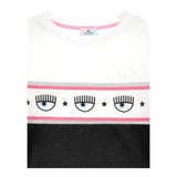 Chiara Ferragni Zweifarbiges Rundhals-T-Shirt mit Augen-Prints Weiß/Schwarz für Mädchen