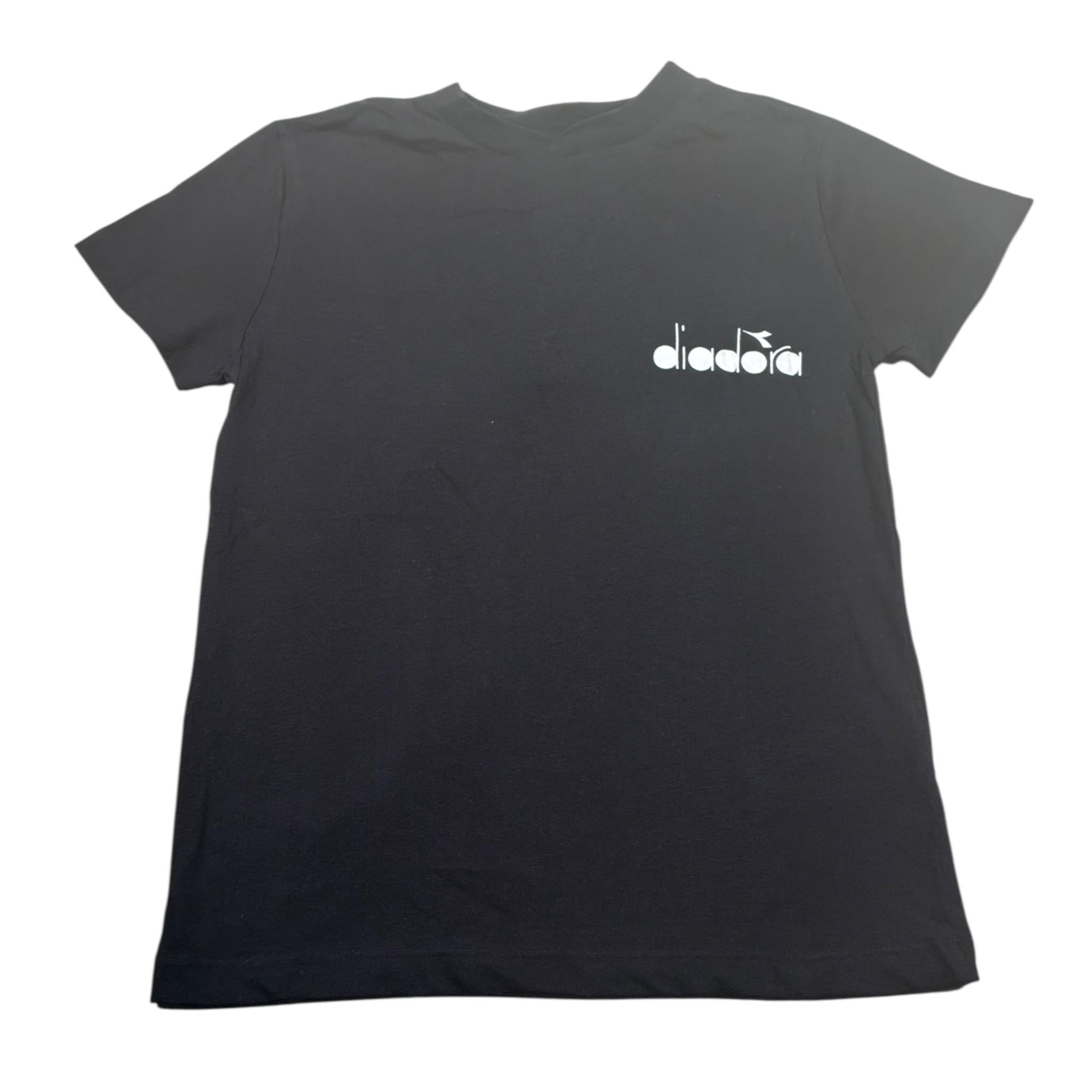 Diadora T-Shirt Girocollo tinta unita con Logo Nero per Bambino 033218 NERO DIADORA 