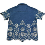 Saint Barth Camicia Mezza Manica Tinta Unita In Pizzo Sangallo per Bambina CLEMENTINE BLU SAINT BARTH 