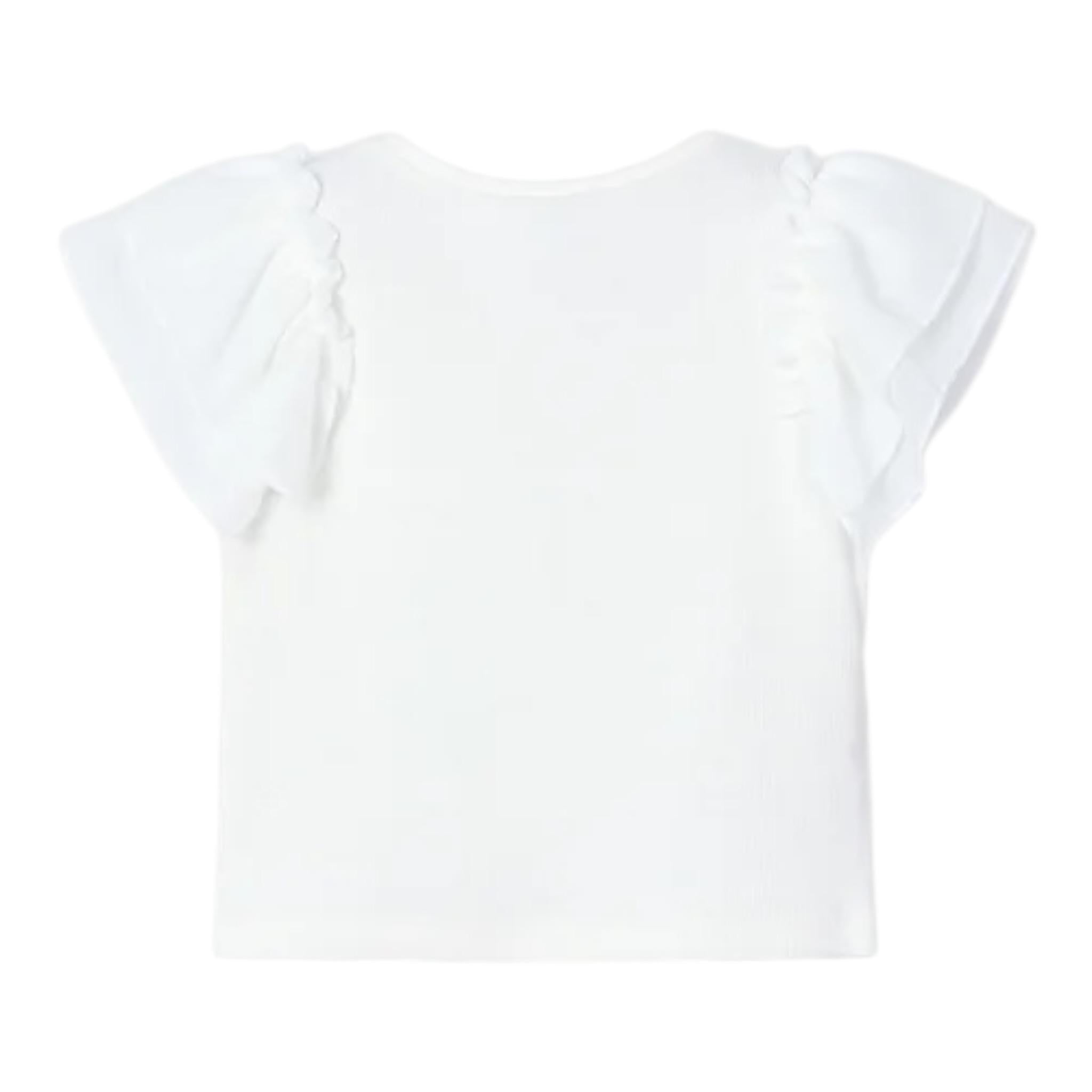 Mayoral T-Shirt Girocollo Tinta Unita con Balze per Bambina 3013 BIANCO MAYORAL 