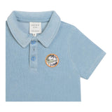 Carre'Ment Beau Poloshirt mit halben Ärmeln aus hellblauem Frottee für Neugeborene