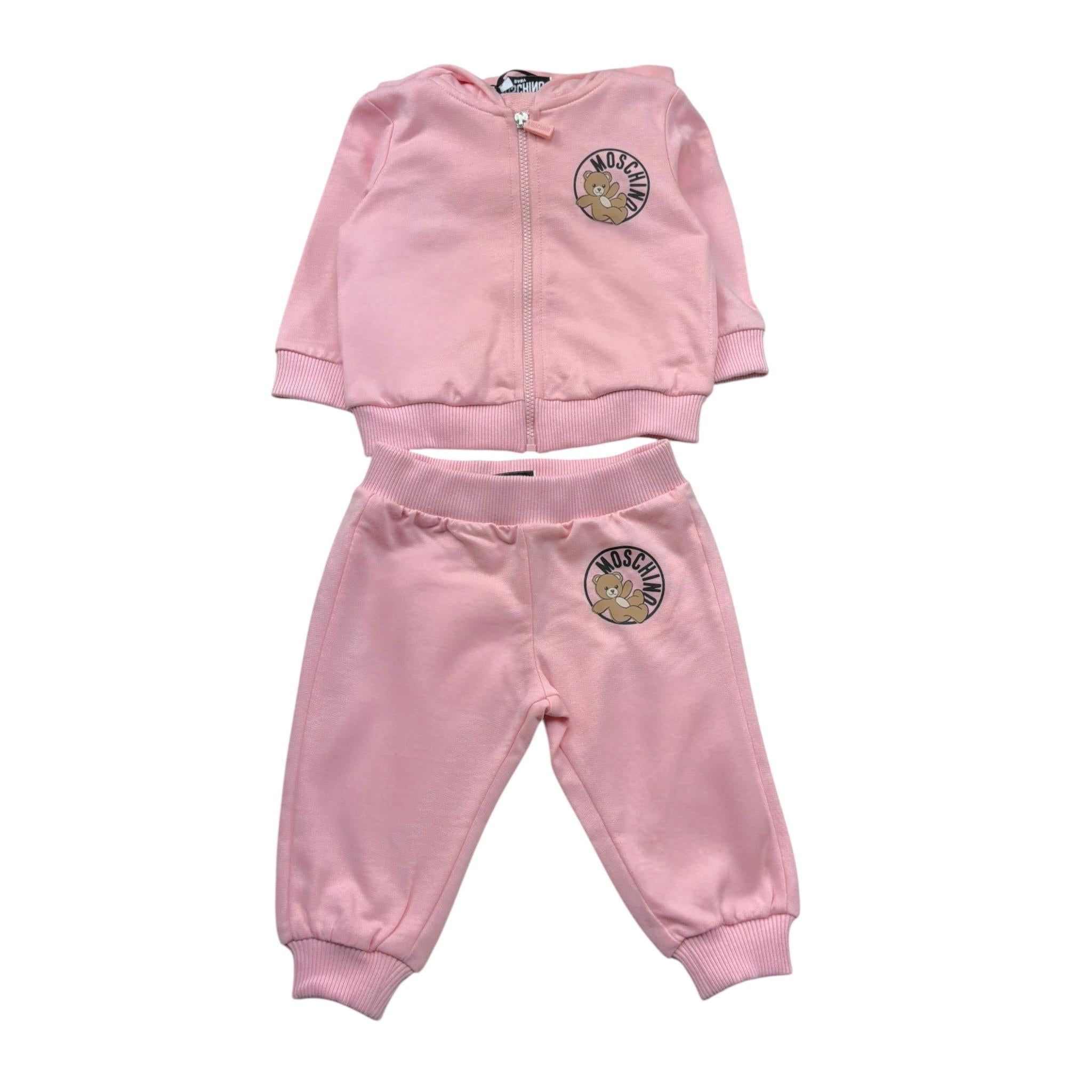 Moschino Completo 2 Pezzi Felpa-Pantalone Tinta Unita per Neonata MQK03N ROSA MOSCHINO 