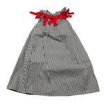 abito giromanica fantasia a righe con fiocchi in contrasto BS10WB023 BIANCO/BLU PICCOLA LUDO 