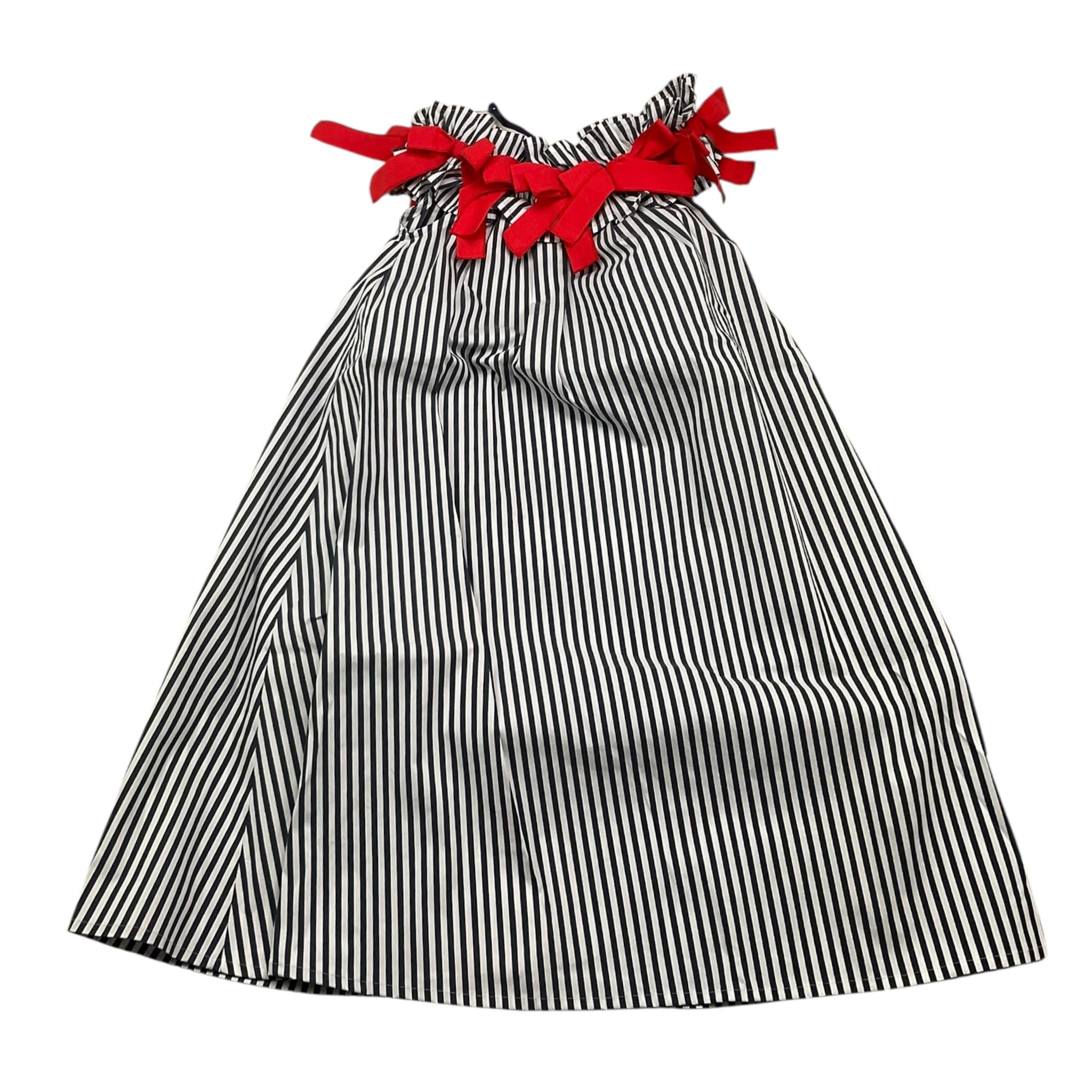 abito giromanica fantasia a righe con fiocchi in contrasto BS10WB023 BIANCO/BLU PICCOLA LUDO 