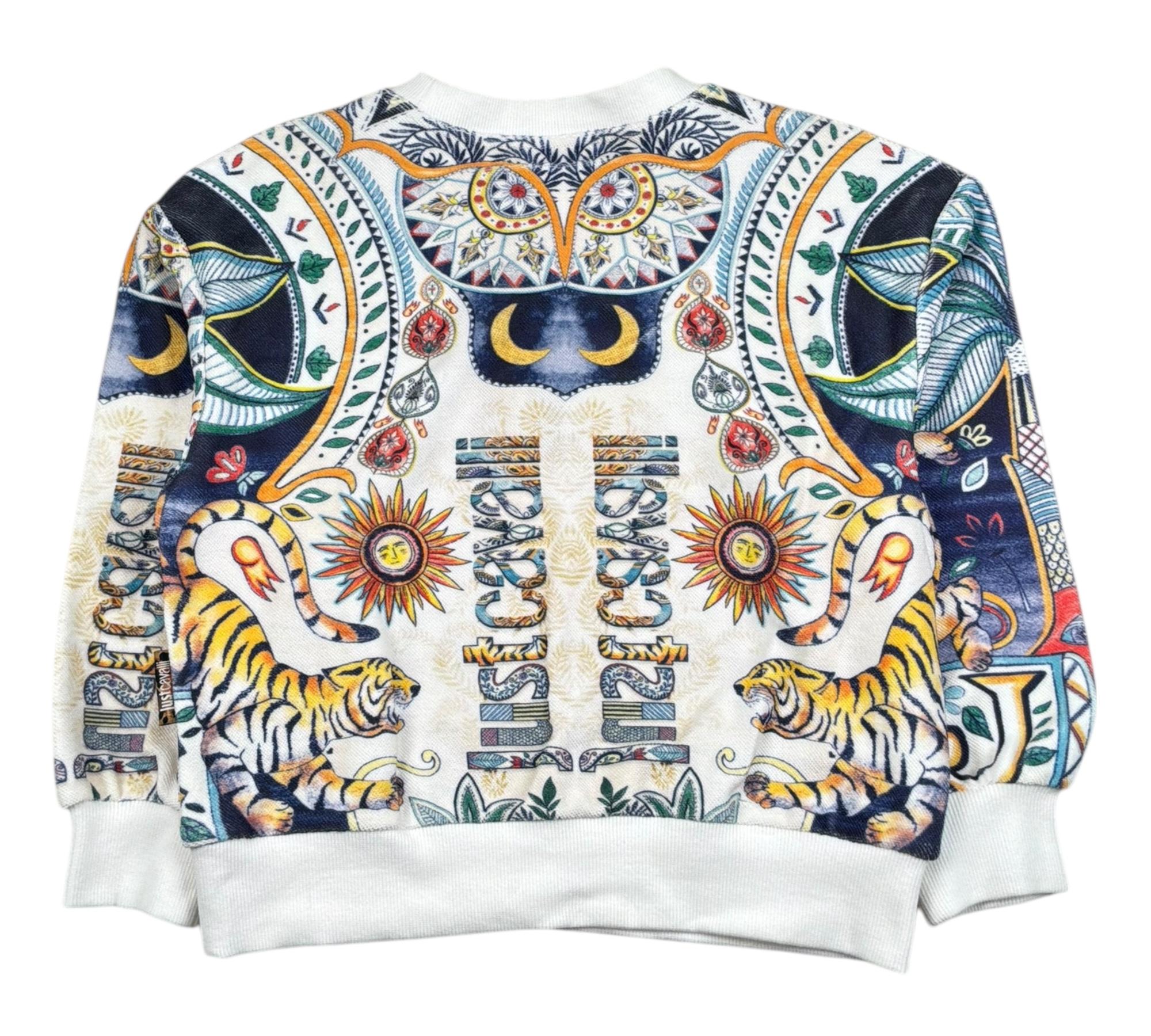 Just Cavalli Felpa Chiusa Girocollo Stampa Fantasia per Bambino JBP26063FE BIANCO JUST CAVALLI 