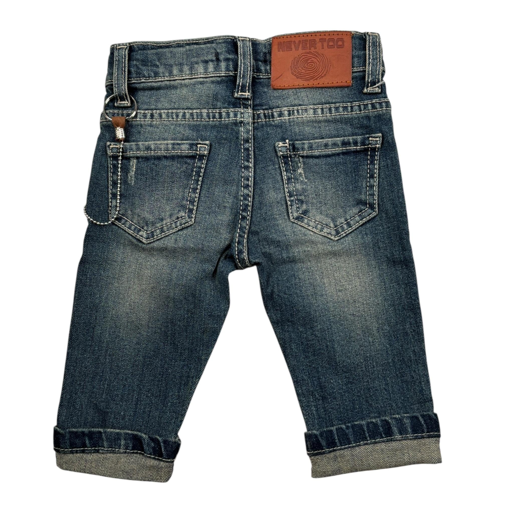 Never Too Jeans tinta unita con Strappi Blu per Neonato NT1365N BLU NEVER TOO 