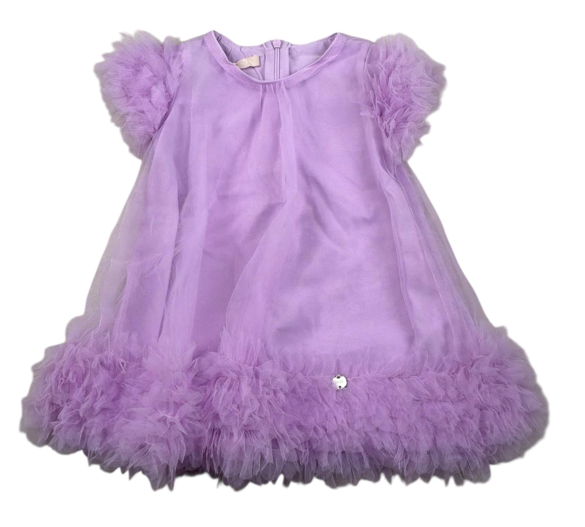 Liu Jo Abito Mezza Manica Tinta Unita con Tulle per Neonata HA5032 GLICINE LIU JO 
