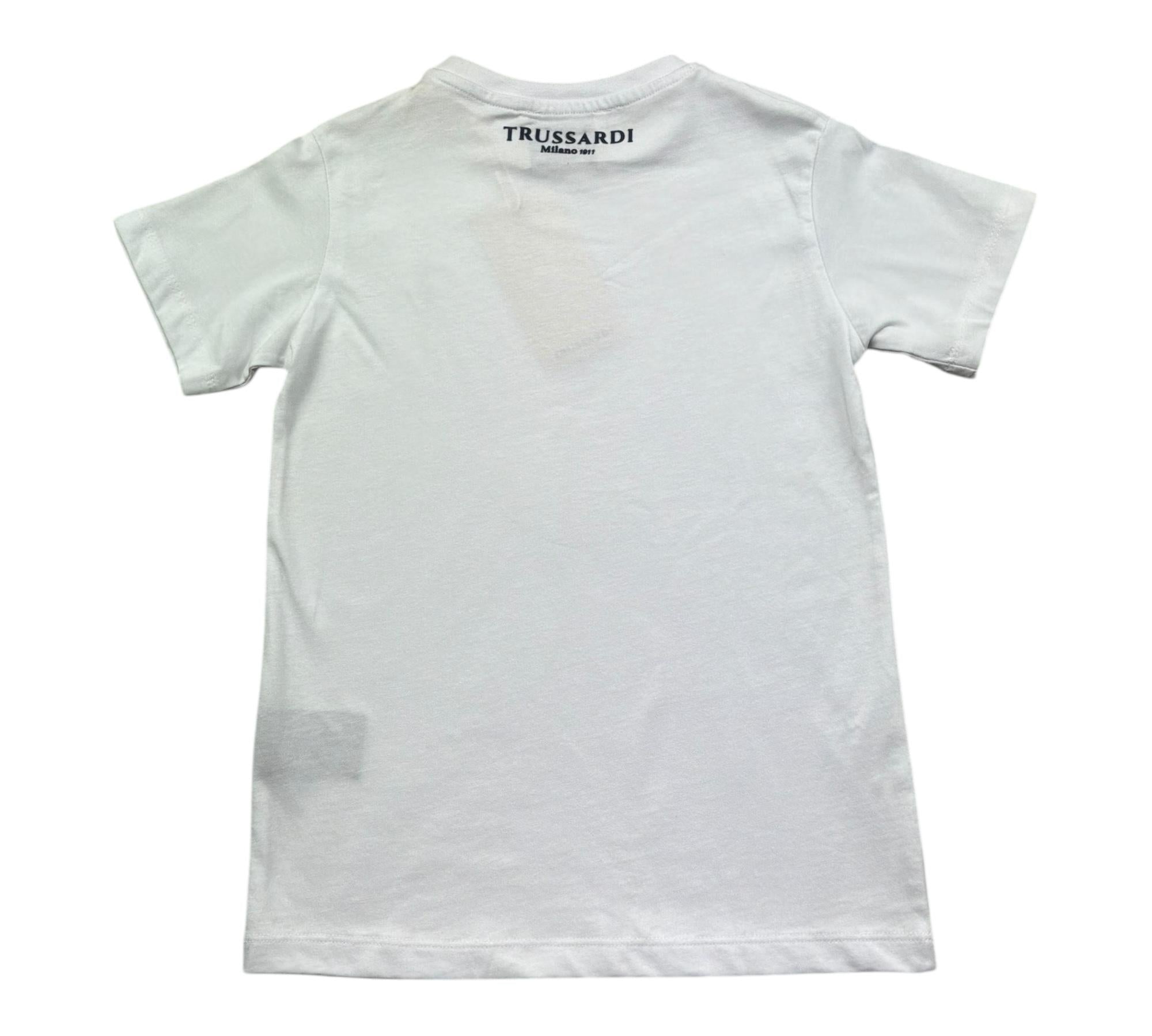 Trussardi T-Shirt Girocollo Tinta Unita con Logo per Bambino TBP26002TS BIANCO TRUSSARDI 