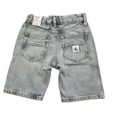 Calvin Klein Einfarbige Denim-Bermudashorts mit verstellbarem Bund Blau für Jungen