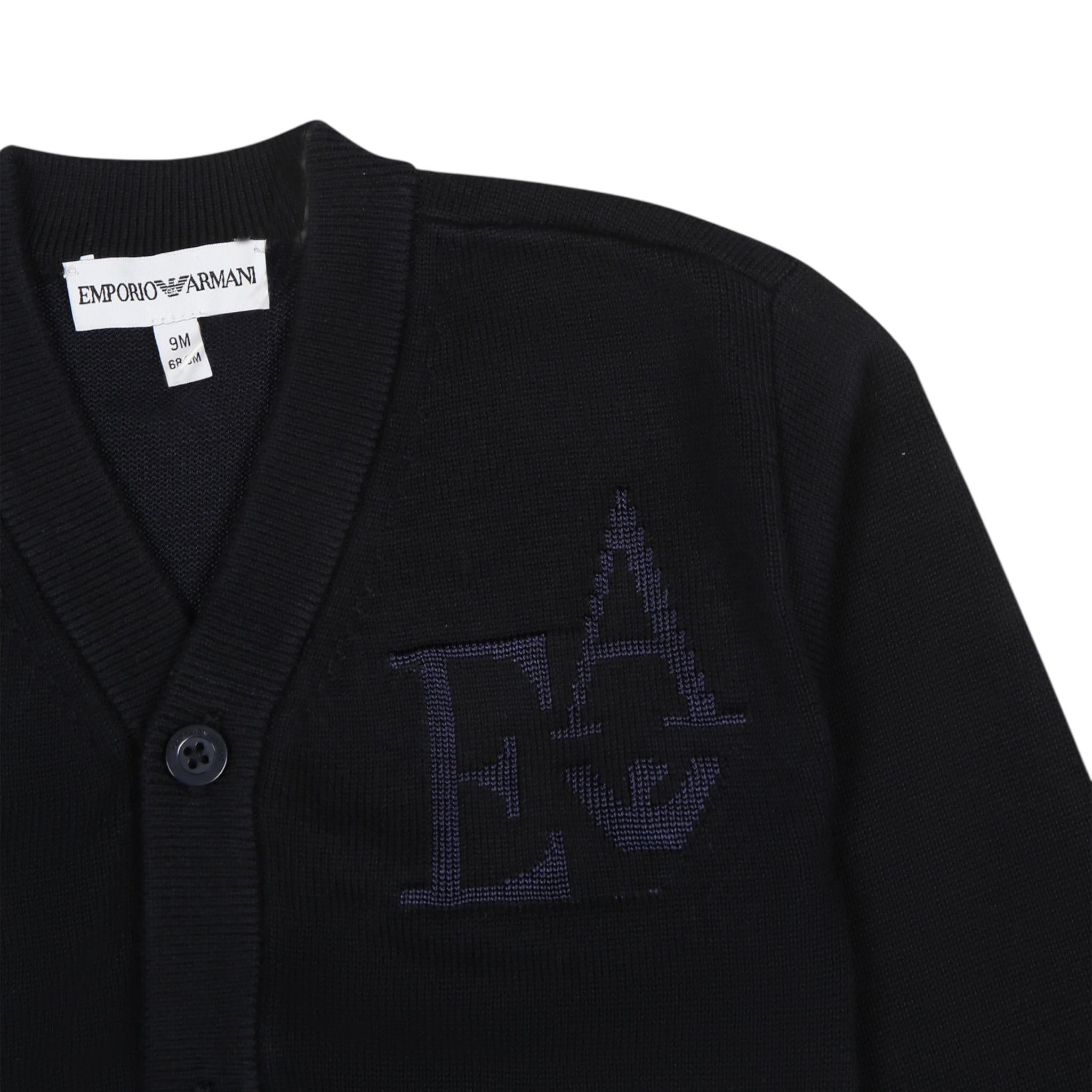 Emporio Armani Cardigan Tinta Unita  per Neonato 3DHM52 BLU EMPORIO ARMANI 