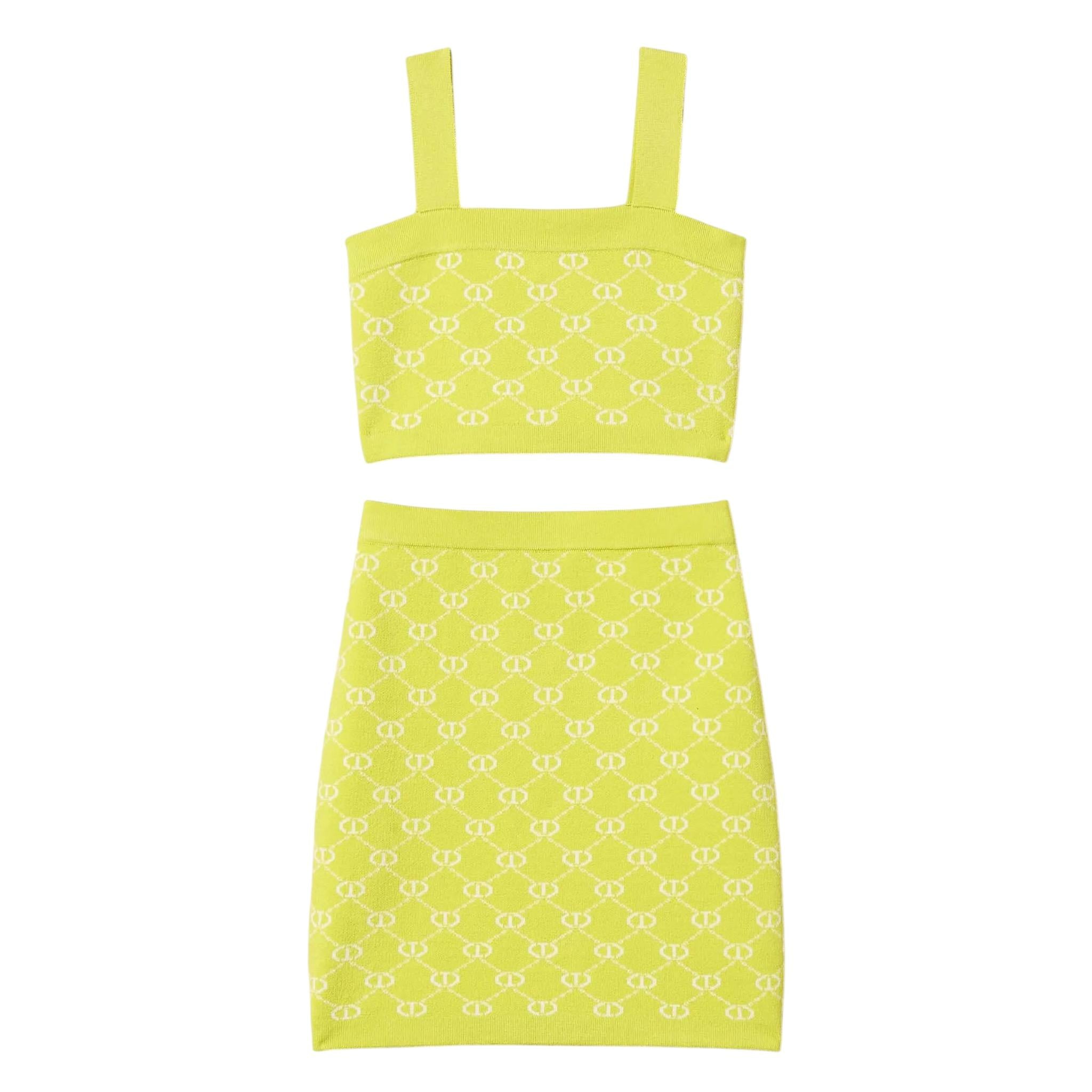 Twinset Completo 2 Pezzi Top-Gonna tinta unita Verde Acido per Bambina 251GJ3QX4XX VERDE ACIDO TWINSET 