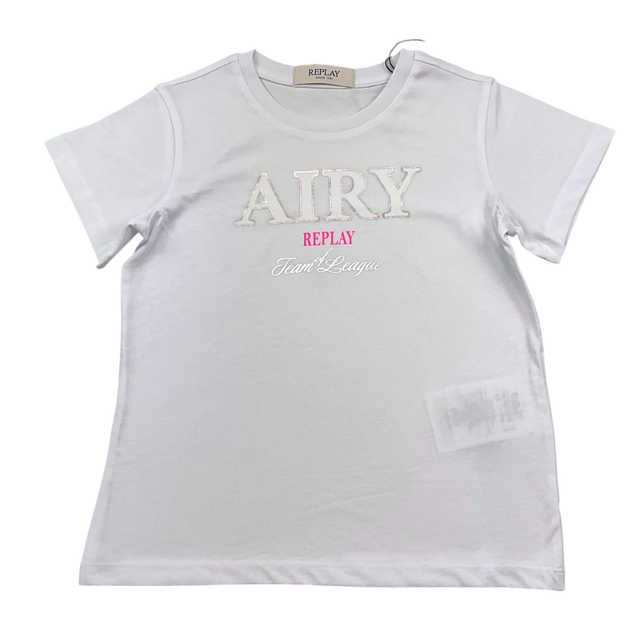 Replay T-Shirt Girocollo Tinta Unita con Stampa per Bambina SG7479 BIANCO REPLAY 