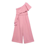 Abel & Lula Tuta Intera Monospalla con Balze Tinta Unita per Bambina 5222 SALMONE ABEL & LULA 