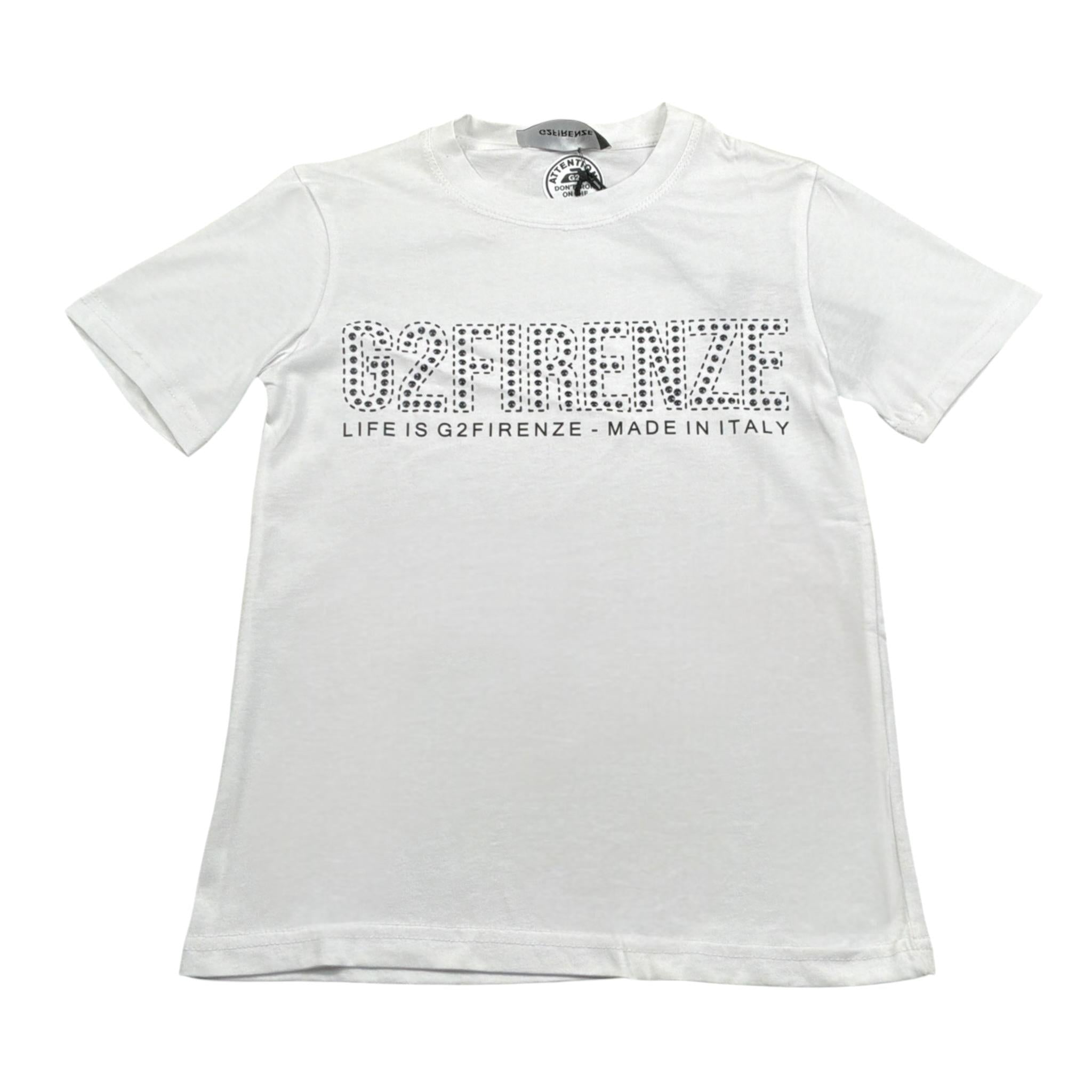 G2Firenze T-Shirt tinta unita con Stampa Bianco per Bambino 00602 BIANCO G2FIRENZE 