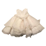 Mimilu‘ Einfarbiges Zeremonienkleid mit Armloch und rosa Gürtel für Mädchen