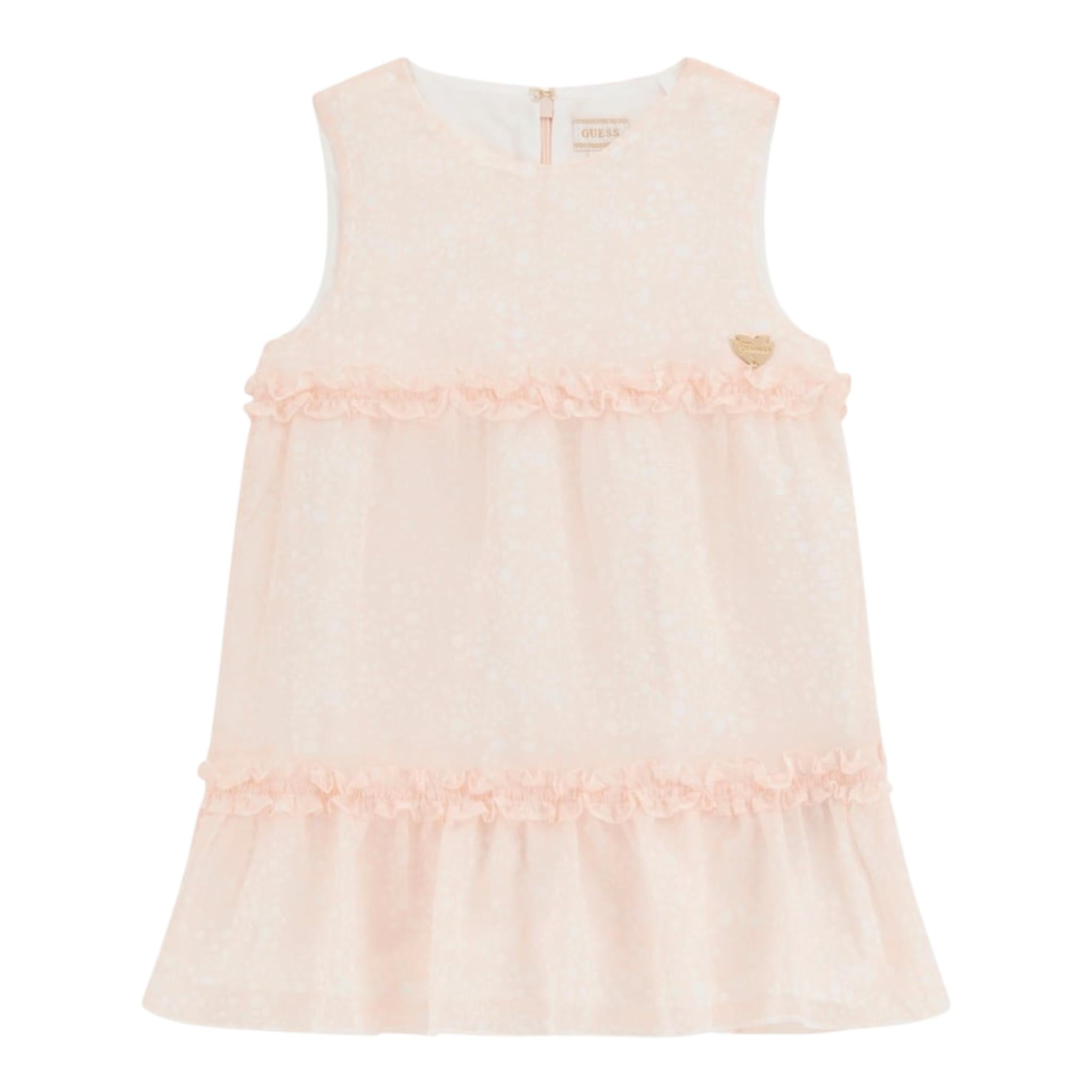 Guess Abito Tinta Unita Giromanica per Bambina K5GK09WA2T0 ROSA GUESS 