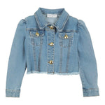 Gaelle Giubbino In Denim Tinta Unita con Bottoni In Contrasto per Bambina 27450D00019 AZZURRO GAELLE 