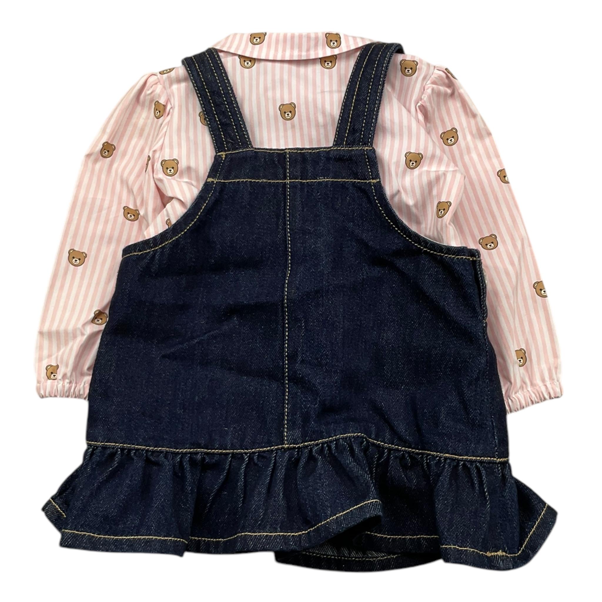 MOSCHINO completo 2pz salopette-camicia Rosa per Neonata MDK036 ROSA MOSCHINO 