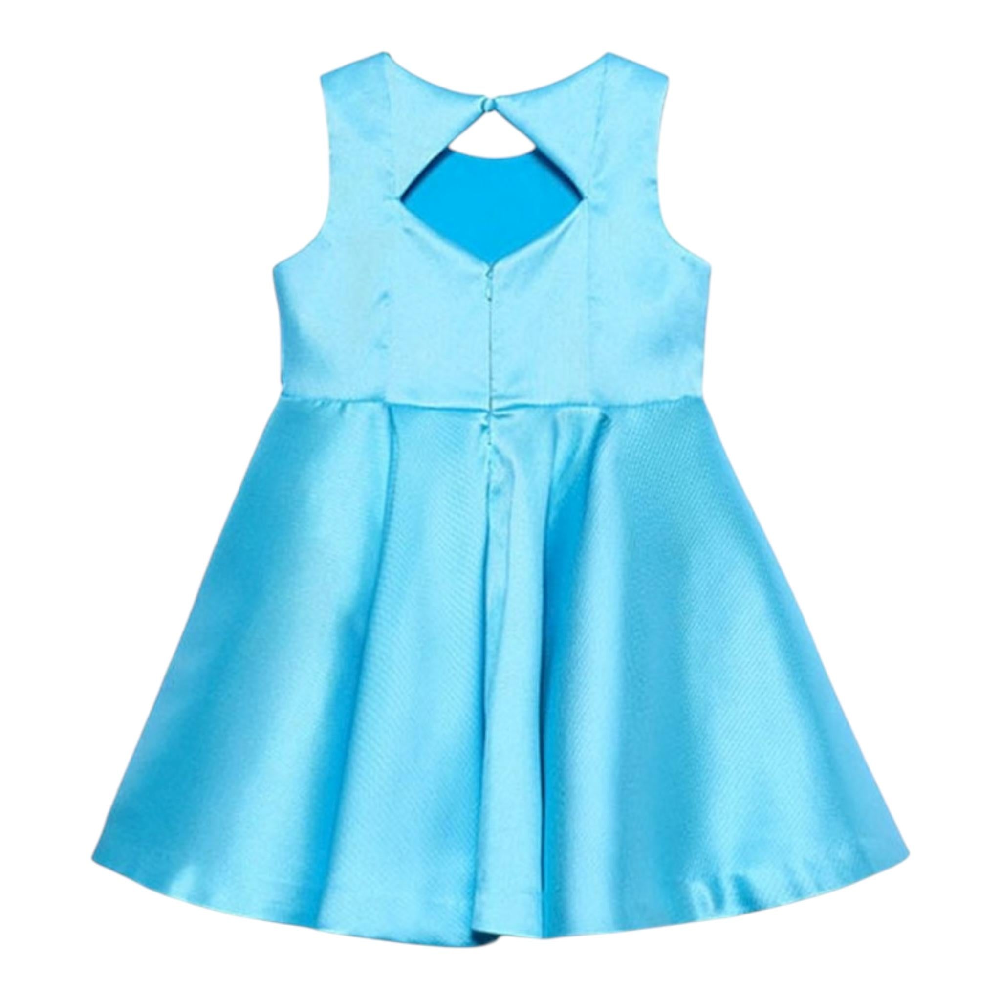 Abel & Lula Abito Giromanica Tinta Unita con Rosa per Bambina 5070 AZZURRO ABEL & LULA 