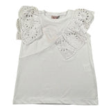 Mariuccia T-Shirt Girocollo Tinta Unit con Rouches per Bambina MMBT361 BIANCO MARIUCCIA 