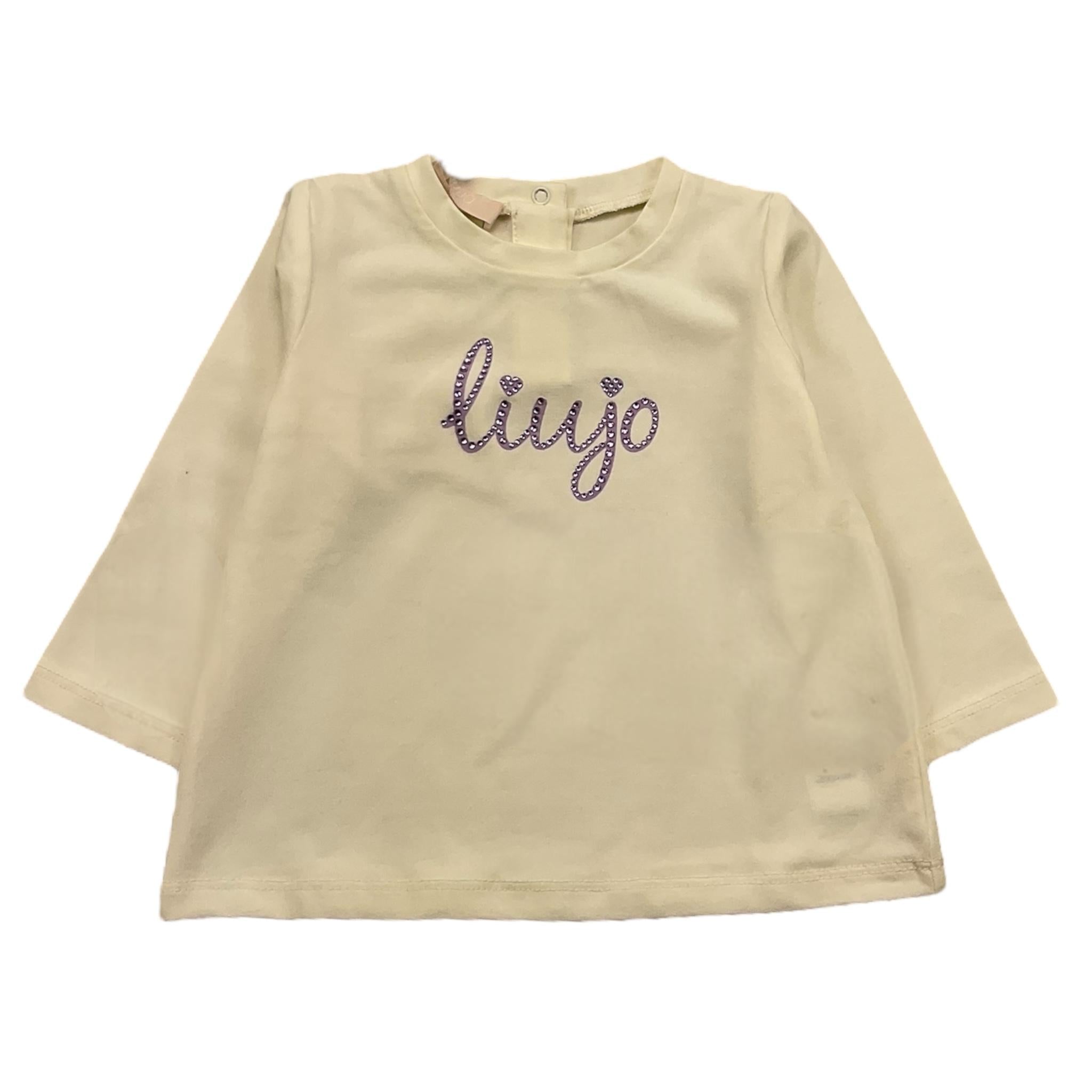LIU JO shirt girocollo tinta unita cn stampa brillantinata Panna per Neonata HF4042X PANNA LIU JO 