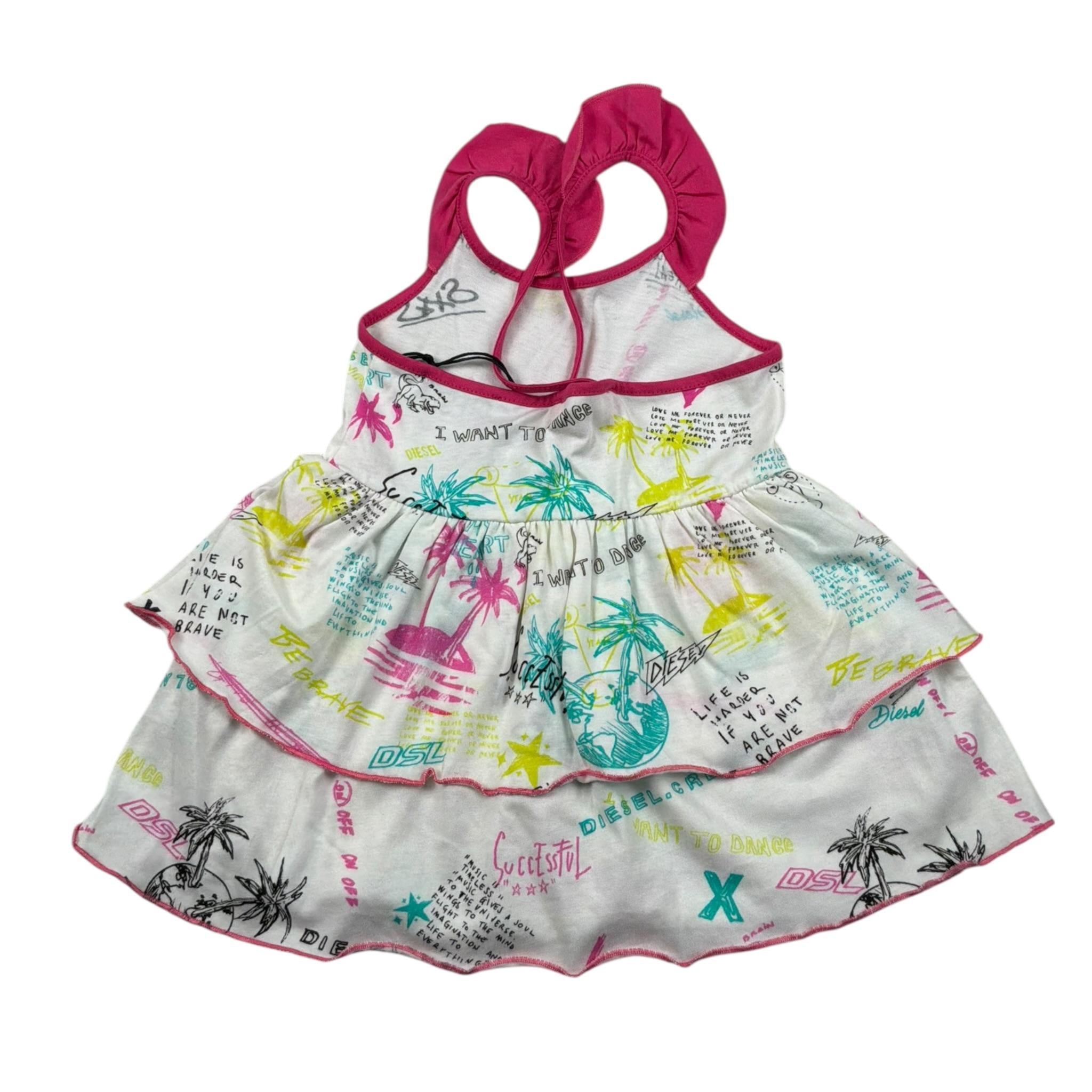 Diesel Abito Giromanica tinta unita con Stampe Bianco per Neonata K00162 BIANCO DIESEL 