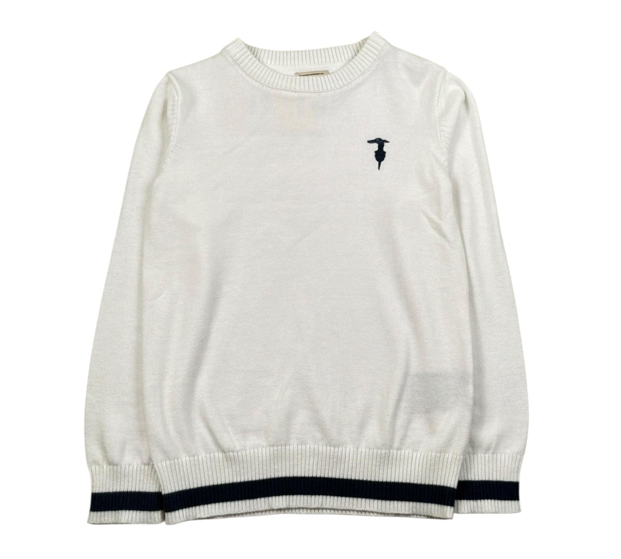 Trussardi Maglia Girocollo Tinta Unita con Logo per Bambino TBP26005MA BIANCO TRUSSARDI 