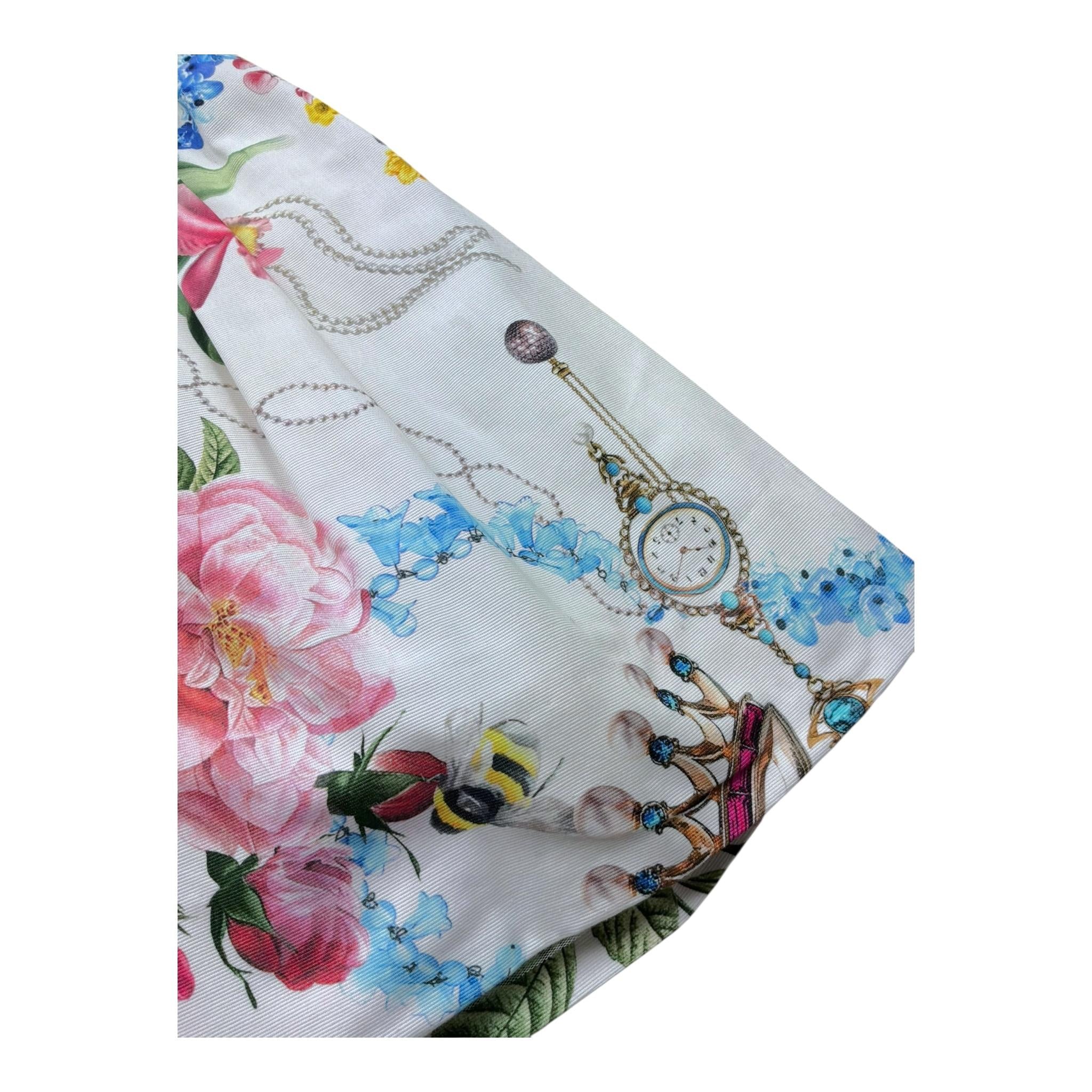 Monnalisa Abito Tinta Unita Giromanica con Stampa Fiori per Bambina FJFOR PANNA MONNALISA 