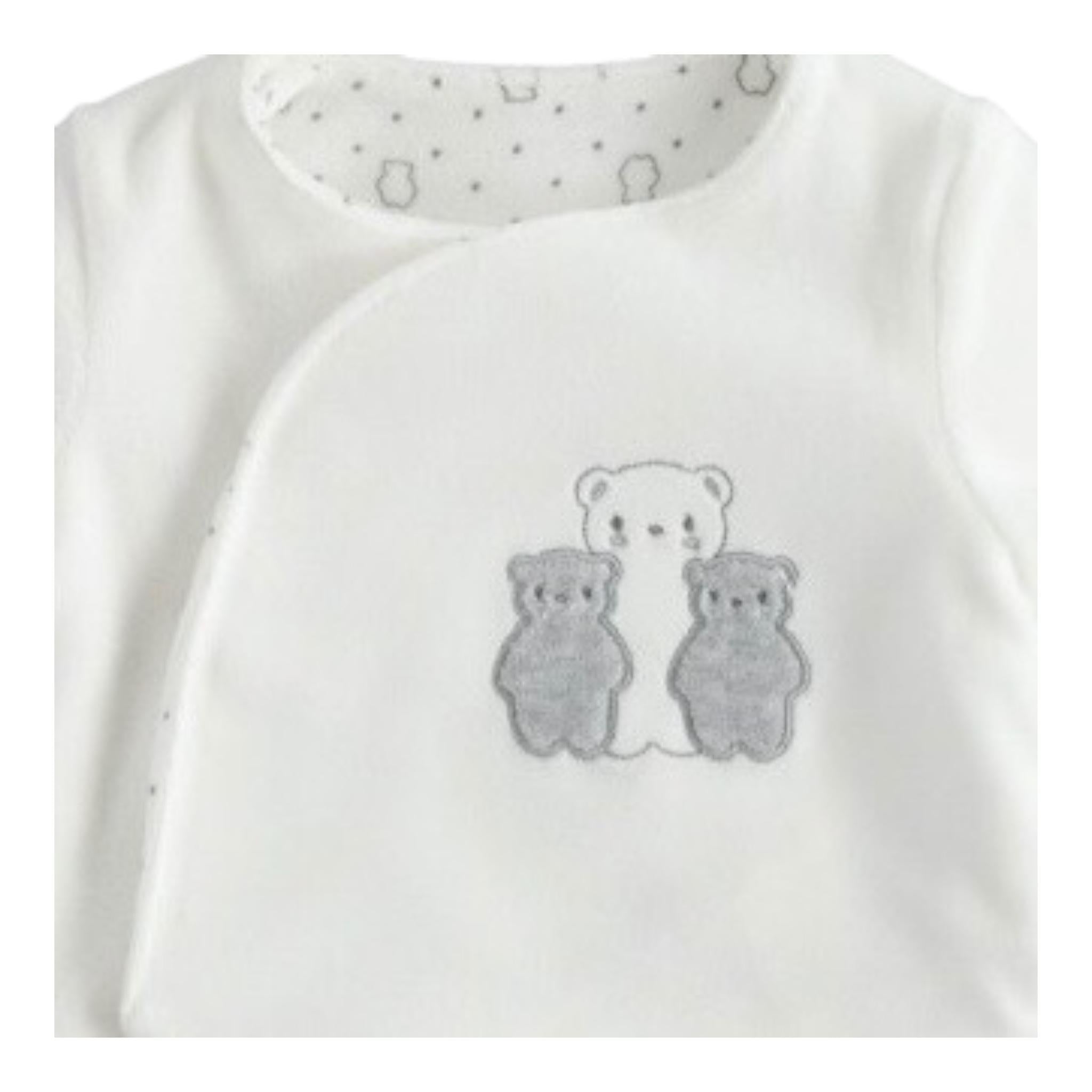 MINI BANDA maglia tinta unita in velluto con bottoni Bianco per Neonato 35629 BIANCO MINI BANDA 